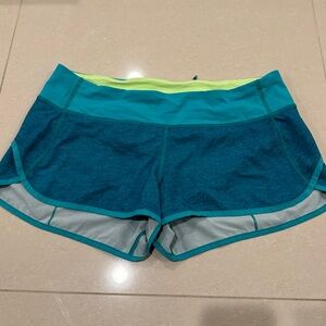 LULULEMON Sport Short size 10 Turquoise and Yellow